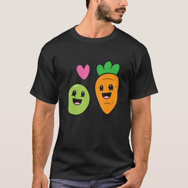 Carrot And Pea Food Pair Love Peas And Carrots T-Shirt (Front)