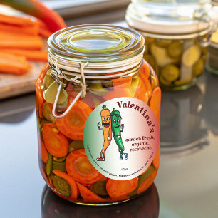 Carrot and Pepper Pals Cartoon Escabeche Pickle Classic Round Sticker