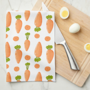 carrot and slice pattern tea towel