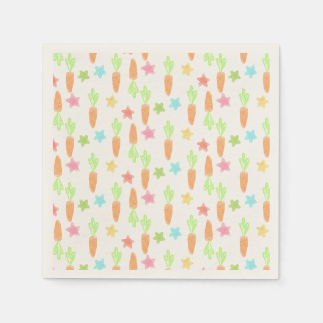 Carrot and Stars Pattern Napkin (Front)