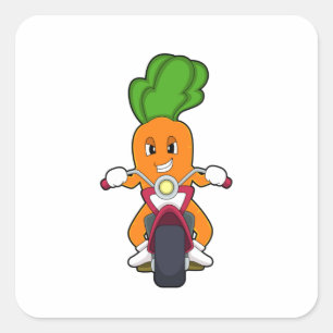Carrot as Biker with Motorcycle.PNG Square Sticker