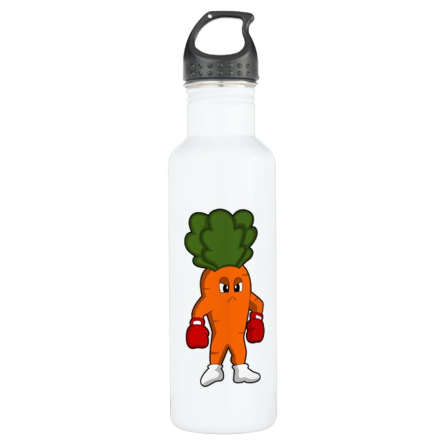 Carrot as Boxer with Boxing gloves 710 Ml Water Bottle (Front)