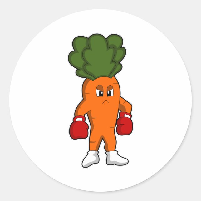 Carrot as Boxer with Boxing gloves Classic Round Sticker (Front)