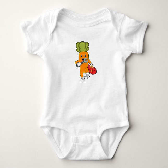 Carrot as Mechanic with Toolbox Baby Bodysuit (Front)