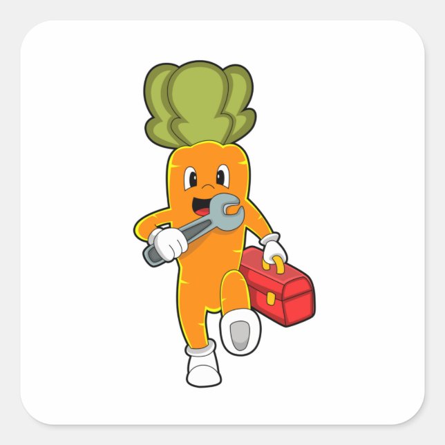 Carrot as Mechanic with Toolbox Square Sticker (Front)