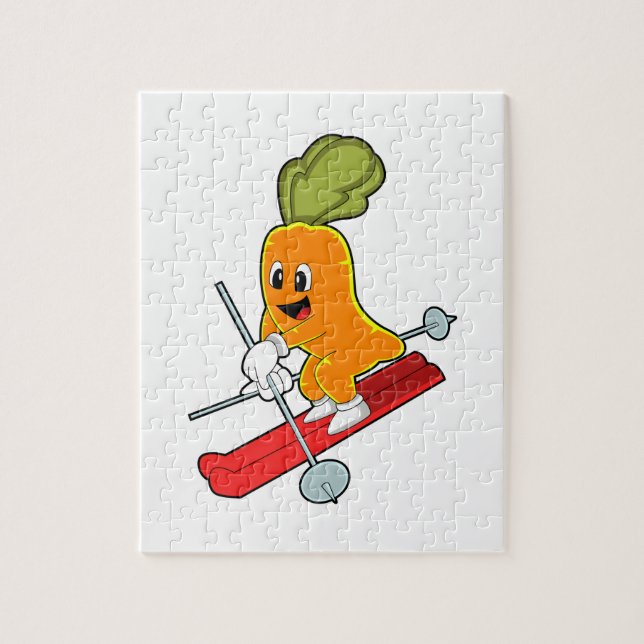 Carrot as Skier with Ski Jigsaw Puzzle (Vertical)