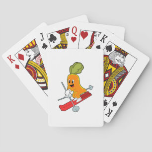 Carrot as Skier with Ski Playing Cards