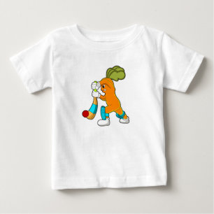 Carrot at Cricket with Cricket bat Baby T-Shirt