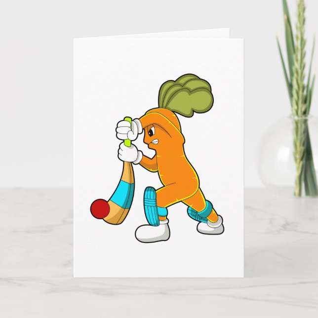 Carrot at Cricket with Cricket bat Card (Front)
