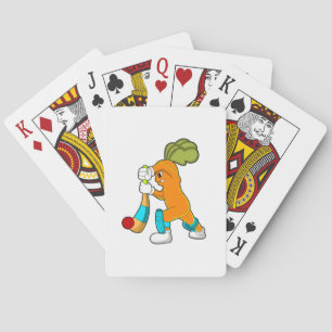 Carrot at Cricket with Cricket bat Playing Cards