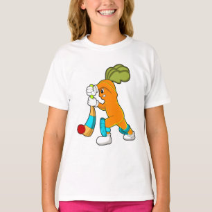 Carrot at Cricket with Cricket bat T-Shirt
