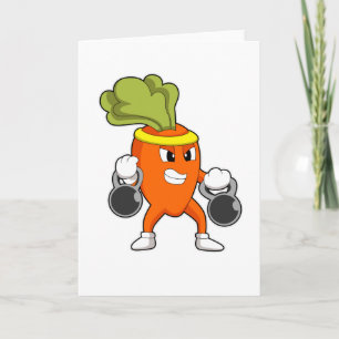 Carrot at Fitness with Dumbbells Card