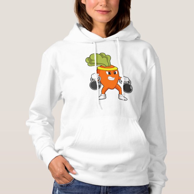 Carrot at Fitness with Dumbbells Hoodie (Front)