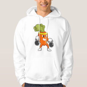 Carrot at Fitness with Dumbbells Hoodie