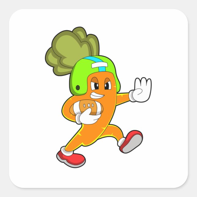 Carrot at Football Sports Square Sticker (Front)