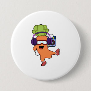 Carrot at Music with Headphone 7.5 Cm Round Badge