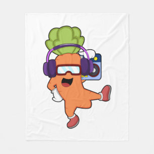 Carrot at Music with Headphone Fleece Blanket