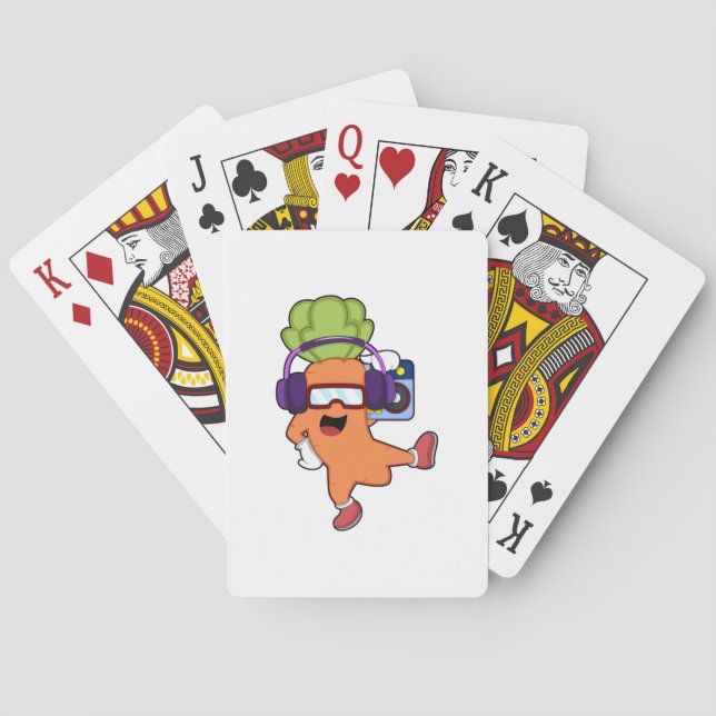 Carrot at Music with Headphone Playing Cards (Back)