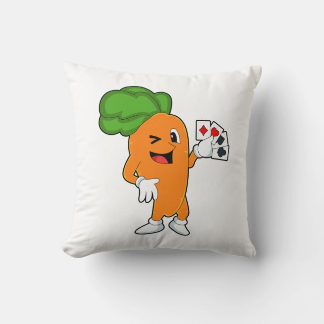 Carrot at Poker with Poker cards Cushion (Front)