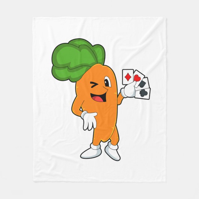 Carrot at Poker with Poker cards Fleece Blanket (Front)