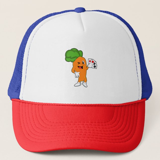 Carrot at Poker with Poker cards Trucker Hat (Front)