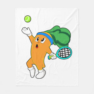 Carrot at Tennis with Tennis racket Fleece Blanket