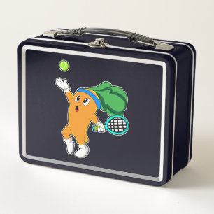Carrot at Tennis with Tennis racket Metal Lunch Box