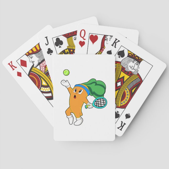 Carrot at Tennis with Tennis racket Playing Cards (Back)