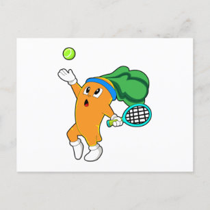 Carrot at Tennis with Tennis racket Postcard