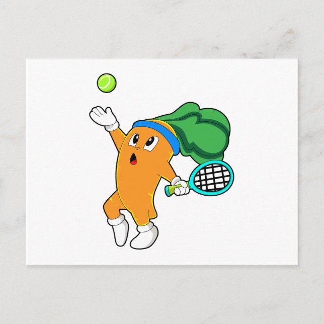 Carrot at Tennis with Tennis racket Postcard (Front)