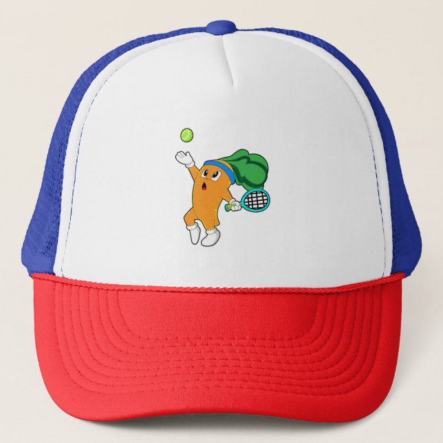 Carrot at Tennis with Tennis racket Trucker Hat (Front)