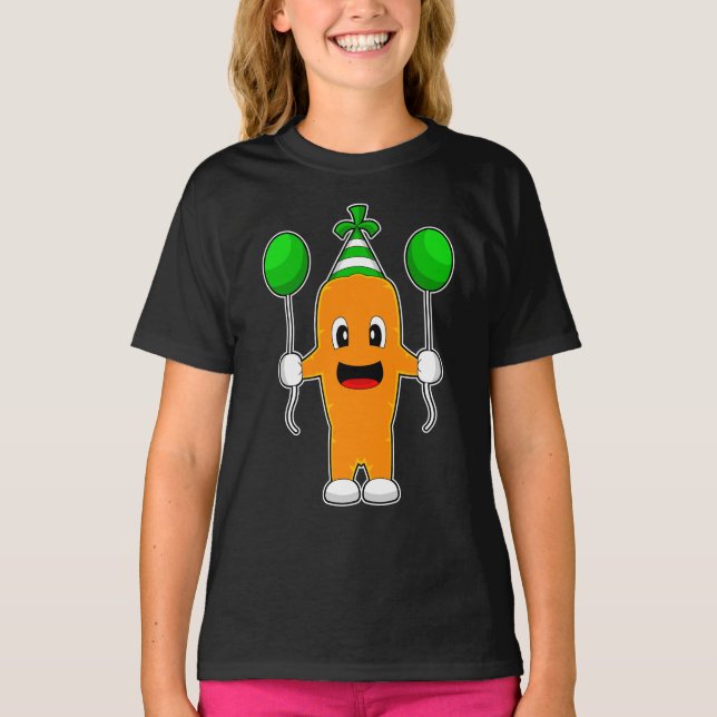 Carrot Birthday Balloons T-Shirt (Front)