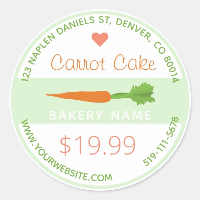 Carrot Cake Classic Round Sticker (Front)