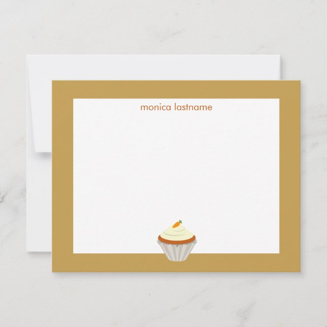 Carrot Cake Cupcake Personalised Flat Notecard (Front)