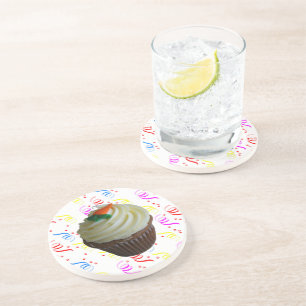 Carrot Cake Cupcake with Confetti Coaster