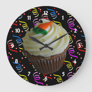 Carrot Cake Cupcake with Confetti Large Clock