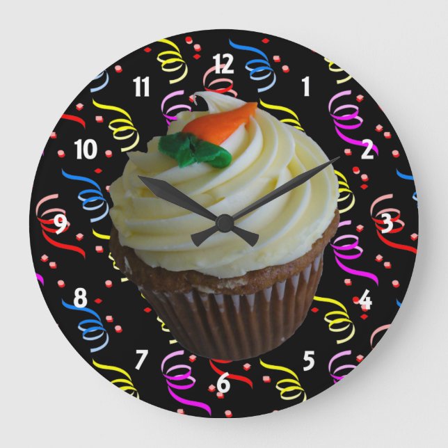 Carrot Cake Cupcake with Confetti Large Clock (Front)