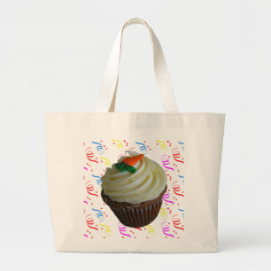 Carrot Cake Cupcake with Confetti Large Tote Bag