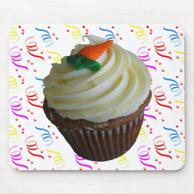 Carrot Cake Cupcake with Confetti Mouse Mat (Front)
