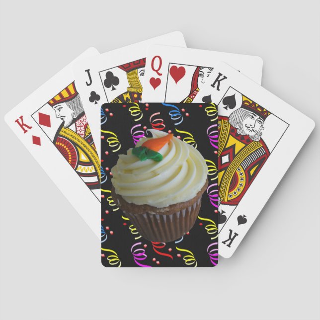 Carrot Cake Cupcake with Confetti Playing Cards (Back)