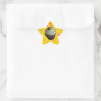 Carrot Cake Cupcake with Confetti Star Sticker