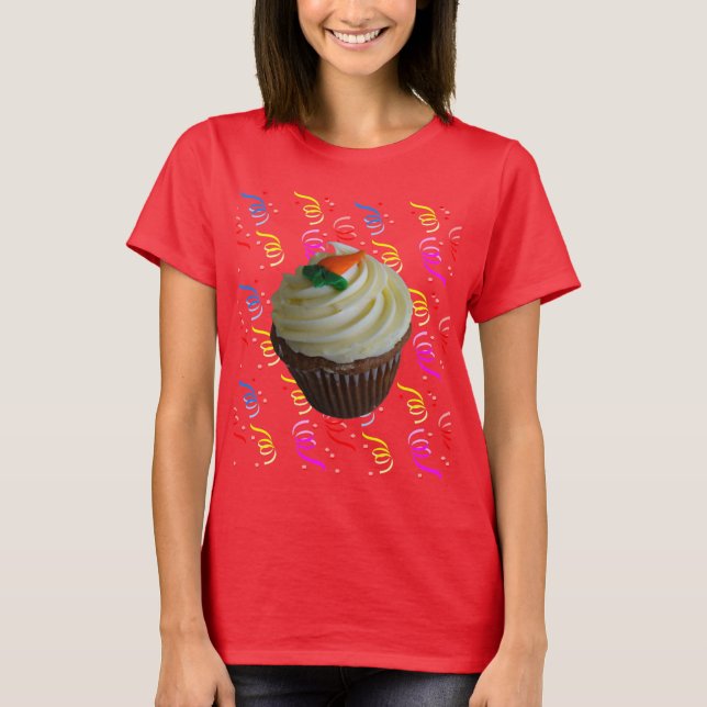 Carrot Cake Cupcake with Confetti T-Shirt (Front)