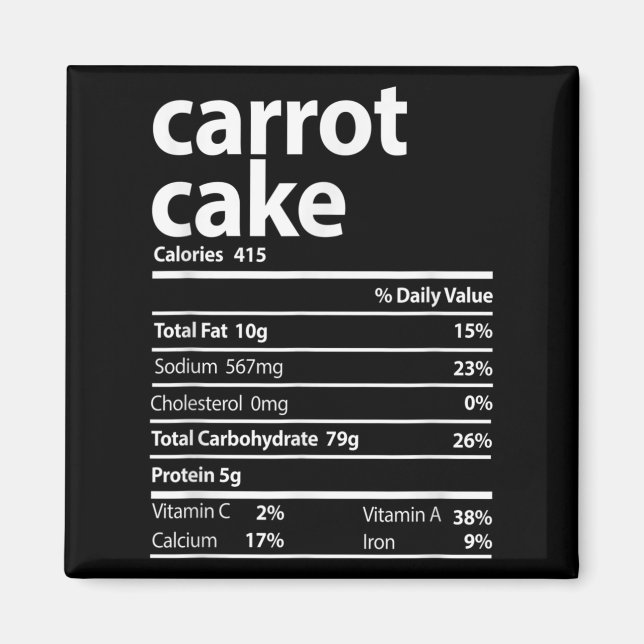 Carrot Cake Nutrition Facts Thanksgiving Christmas Magnet (Front)