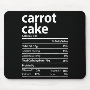 Carrot Cake Nutrition Facts Thanksgiving Christmas Mouse Mat