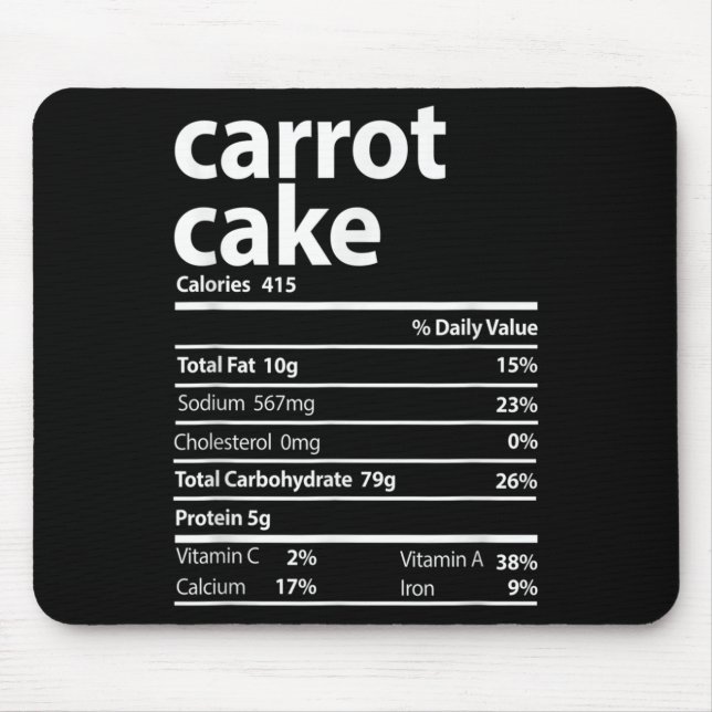 Carrot Cake Nutrition Facts Thanksgiving Christmas Mouse Mat (Front)