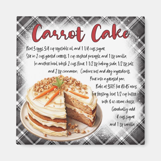 Carrot Cake recipe Magnet (Front)