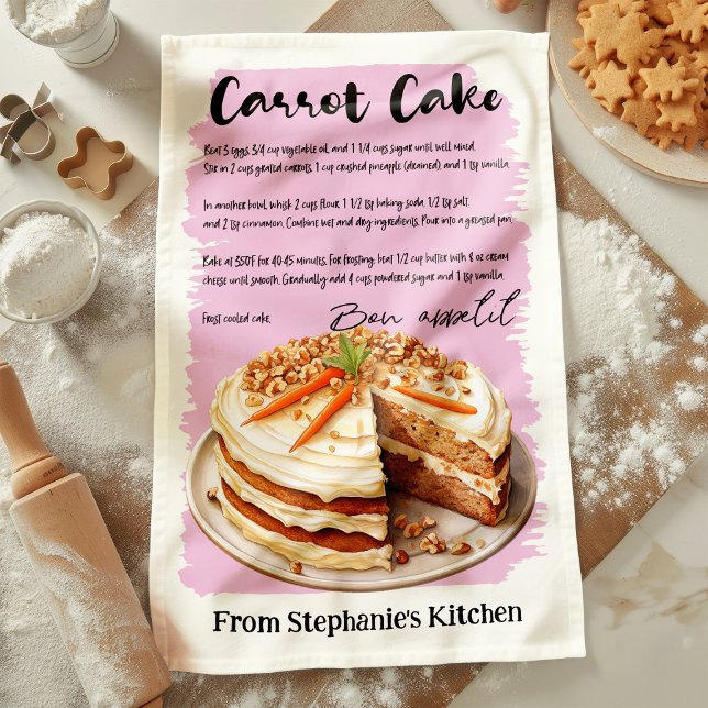 Carrot Cake Recipe Personalised Tea Towel (Creator Uploaded)
