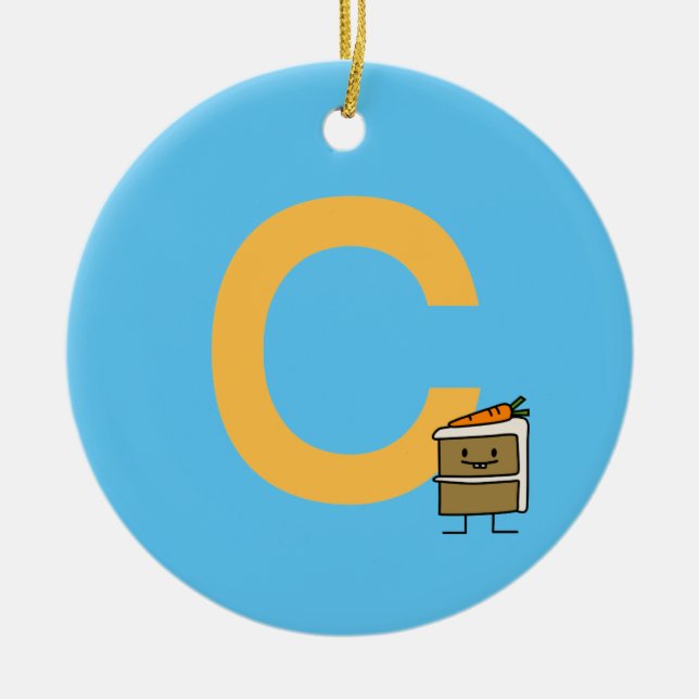 Carrot Cake Slice bunny teeth icing dessert Ceramic Tree Decoration (Front)