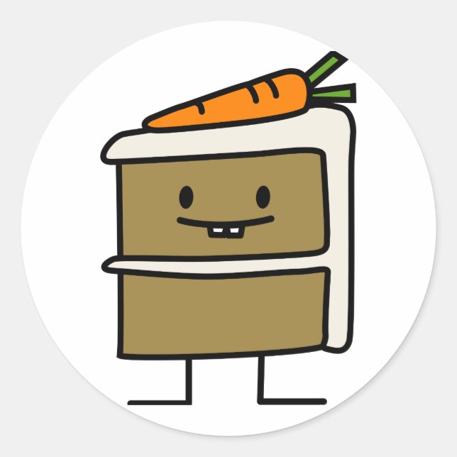 Carrot Cake slice bunny teeth icing dessert Classic Round Sticker (Front)