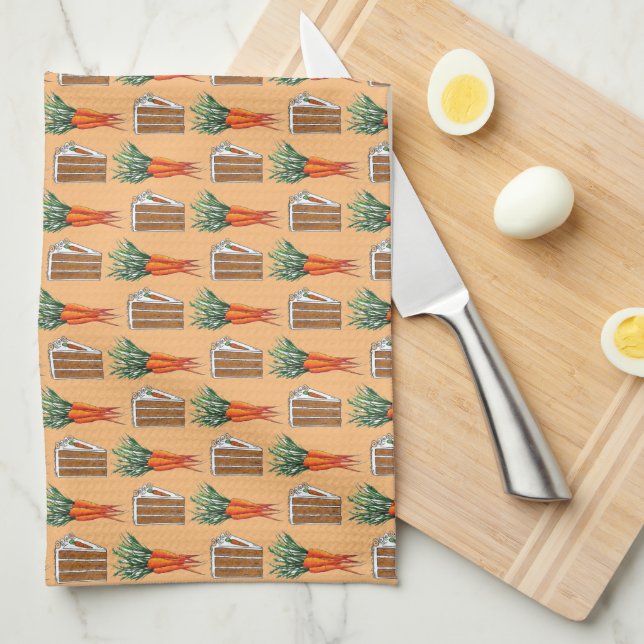 Carrot Cake Slice Fresh Orange Carrots Bunch Food Tea Towel (Quarter Fold)